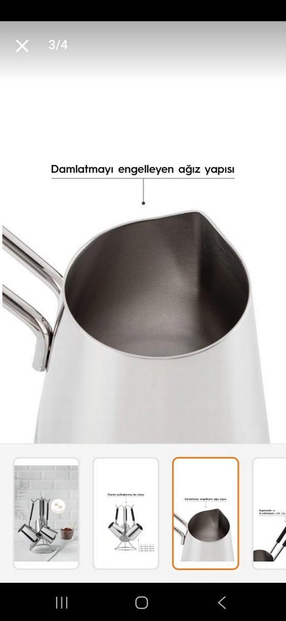 18/10 Paslanmaz Çelik Kahve Fincanı Seti - Görsel 3