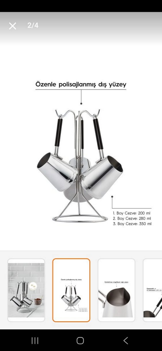 18/10 Paslanmaz Çelik Kahve Fincanı Seti - Görsel 2