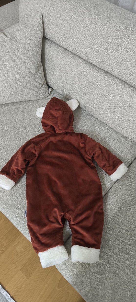 Kahverengi Peluş Detaylı Bebek Tulumu - Görsel 2