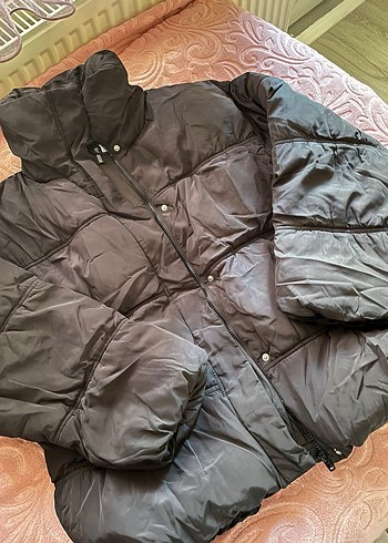 Siyah Oversize Denim Ceket Yüksek Yakalı - Görsel 4