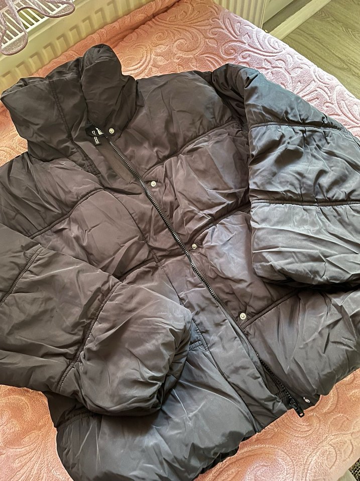 Siyah Oversize Denim Ceket Yüksek Yakalı - Görsel 4