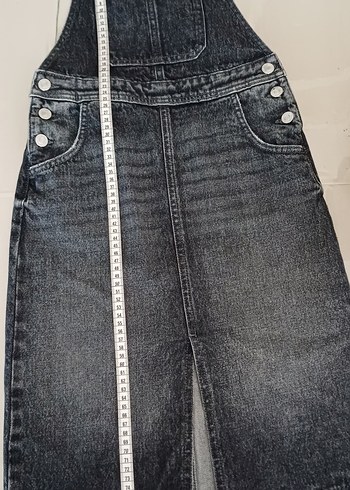 Kız Çocuk Gri Denim Askılı Tulum - Görsel 6