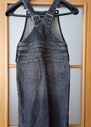 Kız Çocuk Gri Denim Askılı Tulum - Görsel 2