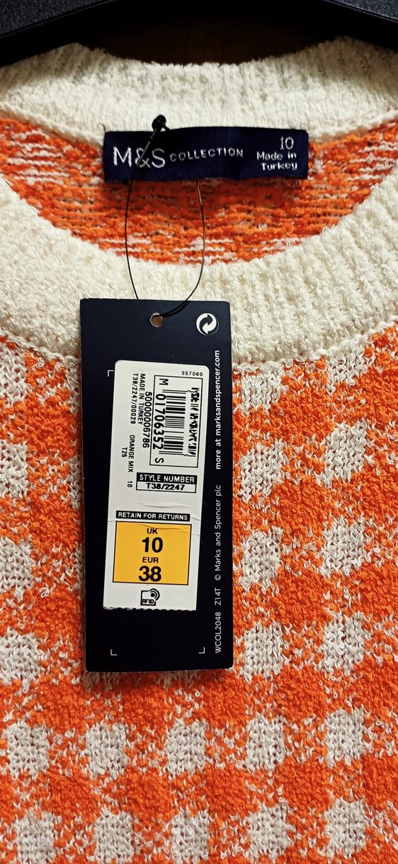 M&S Çok Renkli Kısa Kollu Örgü Kadın Kazak - Görsel 5