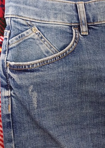 M&S Kadın Mavi Denim Regular Fit Pantolon - Görsel 2