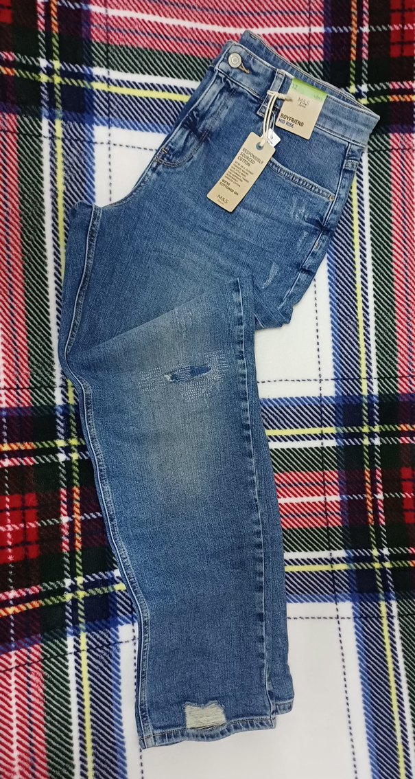 M&S Kadın Mavi Denim Regular Fit Pantolon - Görsel 4