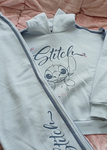 Stitch Gri Kapüşonlu Kız Eşofman Takım - Görsel 2