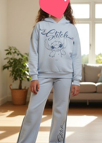 Stitch Gri Kapüşonlu Kız Eşofman Takım - Görsel 5