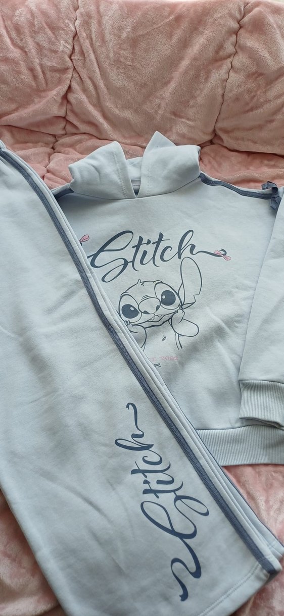 Stitch Gri Kapüşonlu Kız Eşofman Takım - Görsel 2