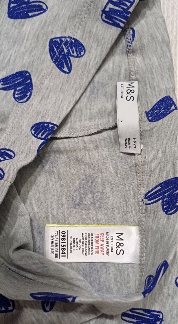 Kız Çocuk Gri Baskılı Pamuklu Tayt - Görsel 2