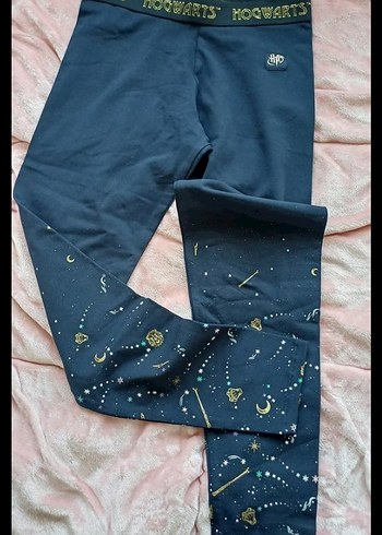Harry Poter Temalı Kız Çocuk Mavi Parlak Baskılı Tayt - Görsel 4