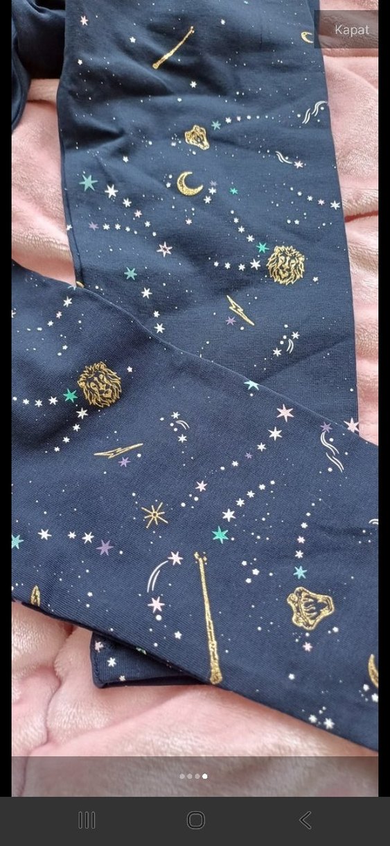 Harry Poter Temalı Kız Çocuk Mavi Parlak Baskılı Tayt - Görsel 3