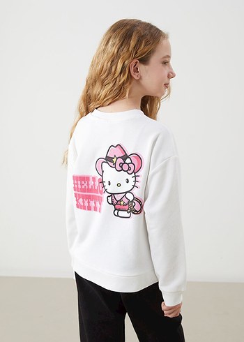 LCW 11-12 Yaş, Beyaz Kız Sweatshirt, Yuvarlak Yaka, - Görsel 6
