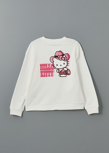 LCW 11-12 Yaş, Beyaz Kız Sweatshirt, Yuvarlak Yaka, - Görsel 5