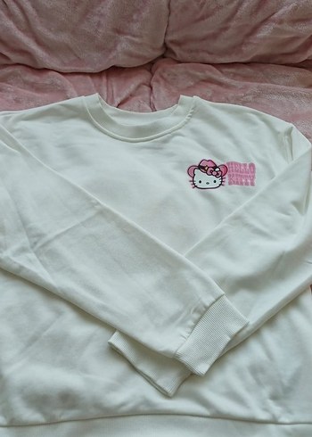 LCW 11-12 Yaş Kız Çocuk Beyaz Uzun Kollu Sweatshirt - Görsel 3