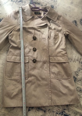 Bej Kadın Midi Trençkot Düğmeli - Görsel 9