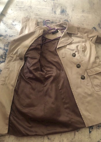 Bej Kadın Midi Trençkot Düğmeli - Görsel 11