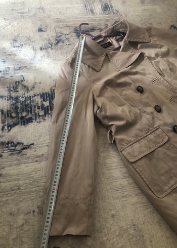 Bej Kadın Midi Trençkot Düğmeli - Görsel 8