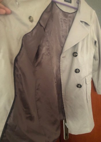 Bej Kadın Midi Trençkot Düğmeli - Görsel 3