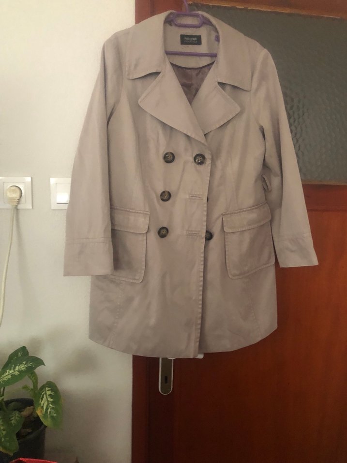 Bej Kadın Midi Trençkot Düğmeli - Görsel 5