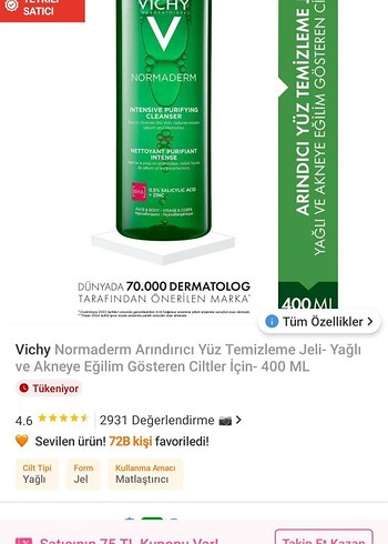 VICHY Vichy Normaderm Phytosolution Yoğun Temizleyici Jel