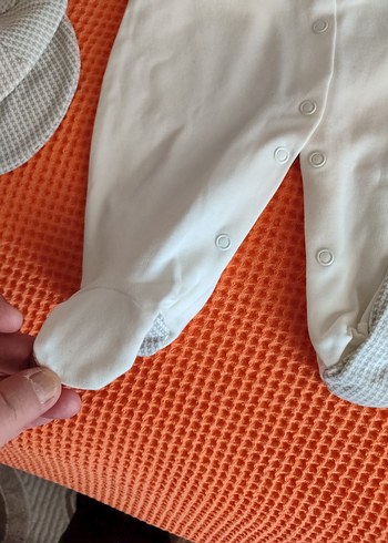 Uzun Kollu Düğmeli Bebek Tulum Gri Beyaz - Görsel 4