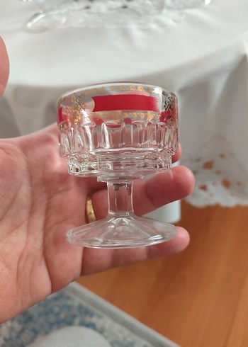 Antika Kırmızı Şeritli Kristal Viski Seti - Görsel 4