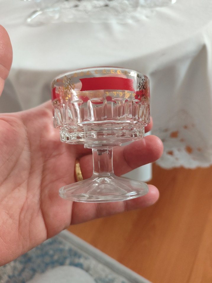 Antika Kırmızı Şeritli Kristal Viski Seti - Görsel 4