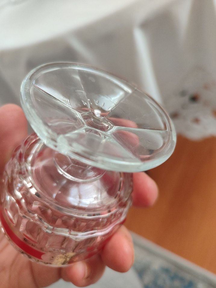 Antika Kırmızı Şeritli Kristal Viski Seti - Görsel 3