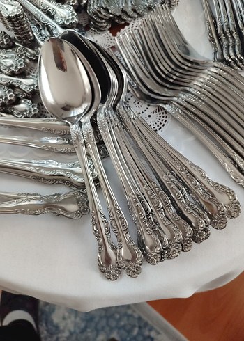 Vintage Gümüş Renkli Zarif Çatal Kaşık Takımı - Görsel 2