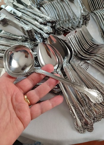 Vintage Gümüş Renkli Zarif Çatal Kaşık Takımı - Görsel 8