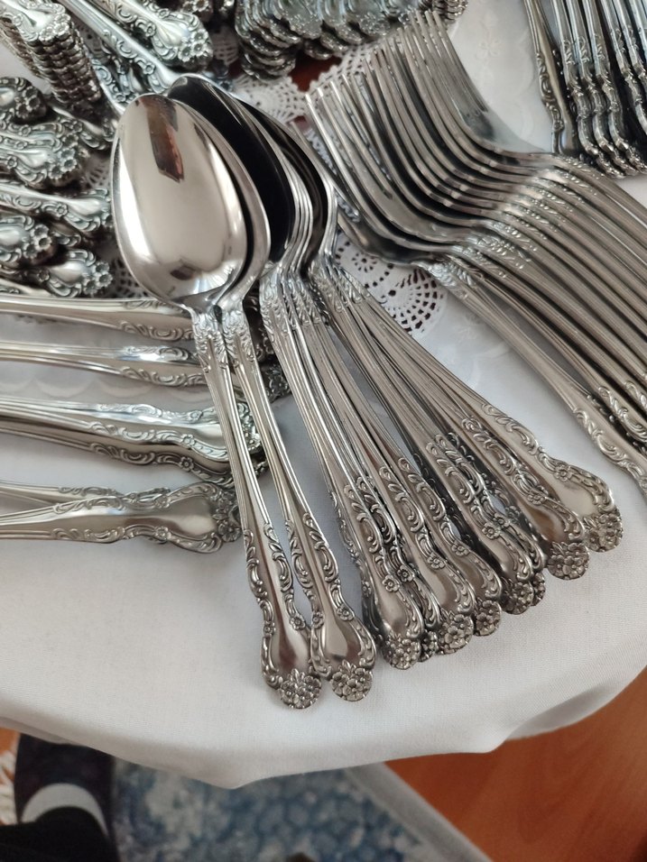 Vintage Gümüş Renkli Zarif Çatal Kaşık Takımı - Görsel 2