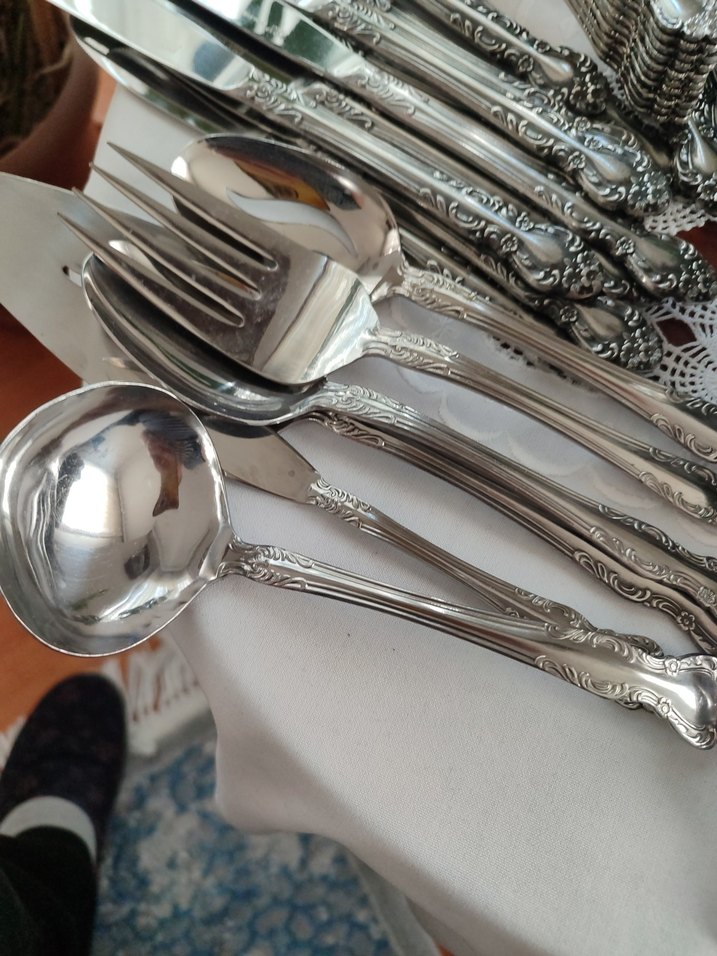 Vintage Gümüş Renkli Zarif Çatal Kaşık Takımı - Görsel 3