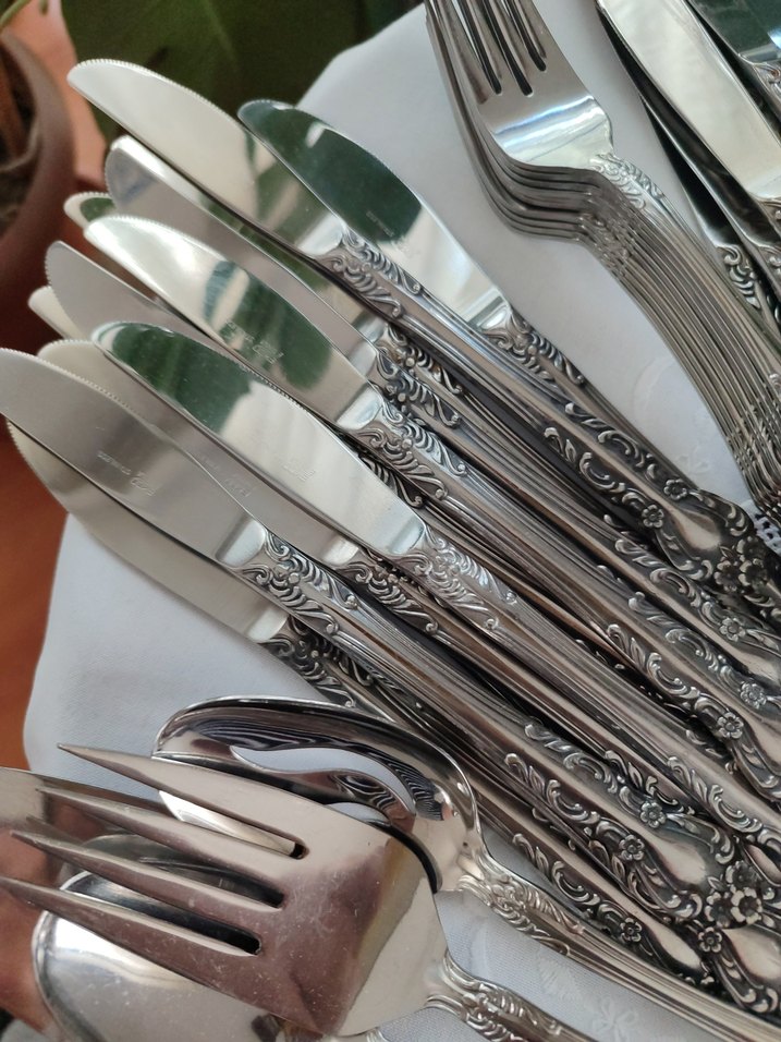 Vintage Gümüş Renkli Zarif Çatal Kaşık Takımı - Görsel 4