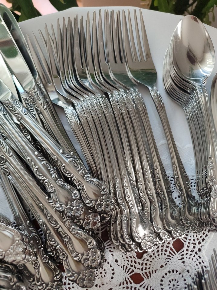 Vintage Gümüş Renkli Zarif Çatal Kaşık Takımı - Görsel 5