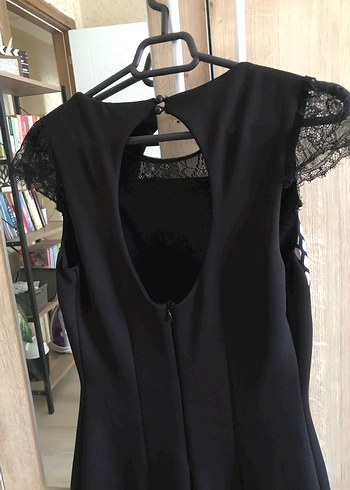 Dantel Detaylı Siyah Mini Gotik Elbise - Görsel 6