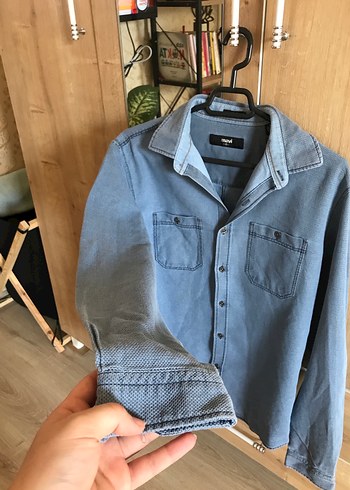 Erkek Mavi Denim Düğmeli Gömlek - Görsel 5