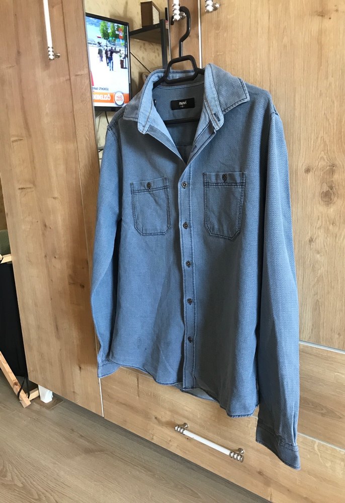 Erkek Mavi Denim Düğmeli Gömlek - Görsel 4