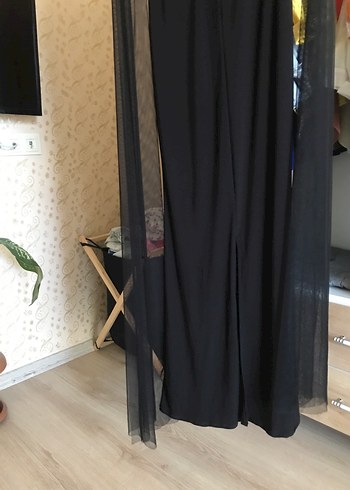 Siyah Drapeli Uzun Abiye Elbise - Görsel 7