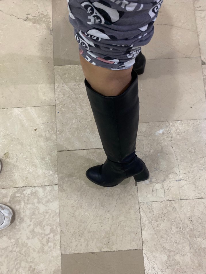 Siyah Tokalı İnce Topuklu Diz Boyu Kadın Çizme - Görsel 2