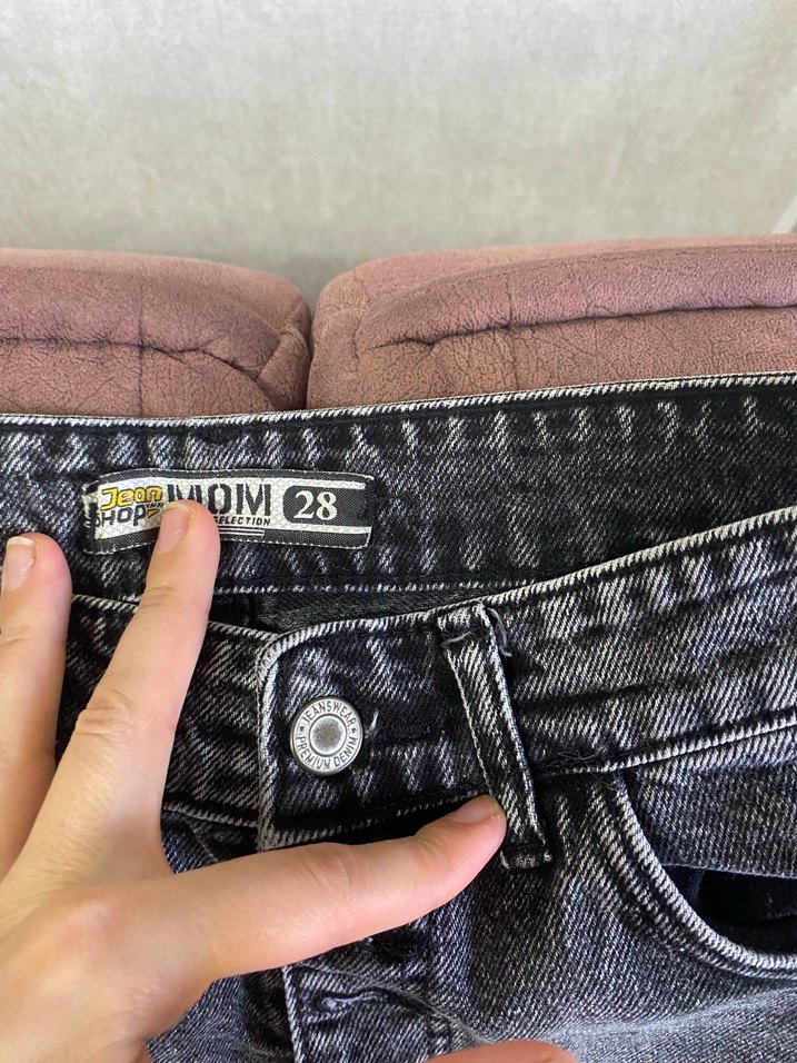 Gri Düğmeli Tie-Dye Kadın Kot Pantolon - Görsel 2