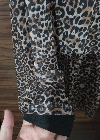 Leopar Desenli Kısa Kollu Elbise - Görsel 7