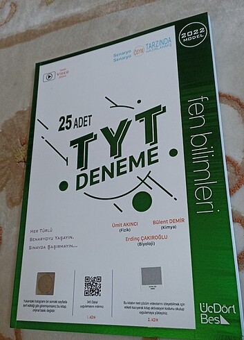 Üç Dört Beş Yayınları 2022 TYT 25li Fen Bilimleri Denemesi