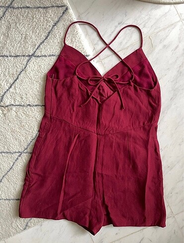 xs Beden bordo Renk Mango bordo renk ince askılı şort tulum