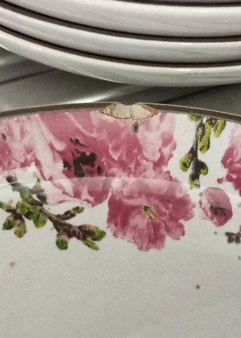 Pembe Çiçek Desenli Yemek Tabağı - Görsel 3