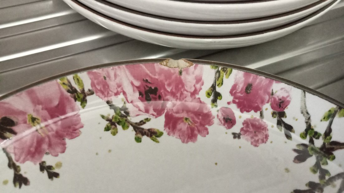 Pembe Çiçek Desenli Yemek Tabağı - Görsel 3