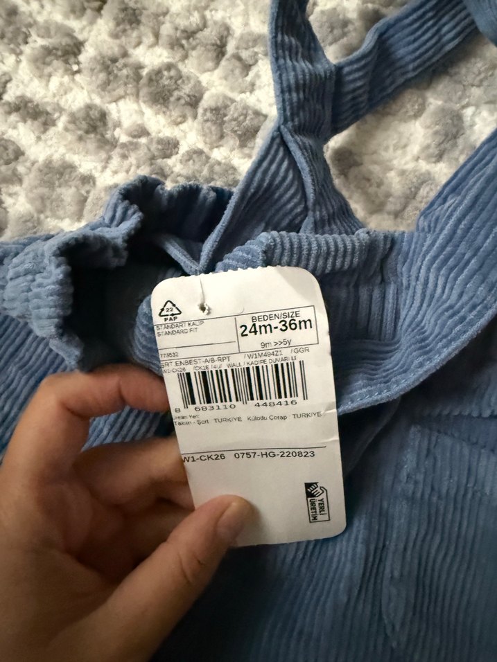 Kız Çocuk Kot Askılı Şort Tulum - Görsel 2