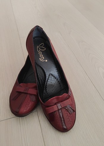 Bordo Tokalı Kadın Topuklu Babet - Görsel 6