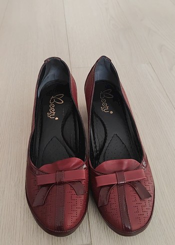 Bordo Tokalı Kadın Topuklu Babet - Görsel 2
