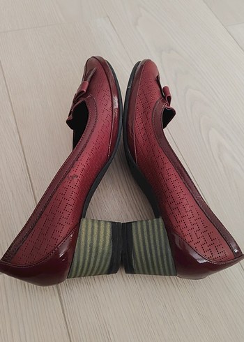 Bordo Tokalı Kadın Topuklu Babet - Görsel 5